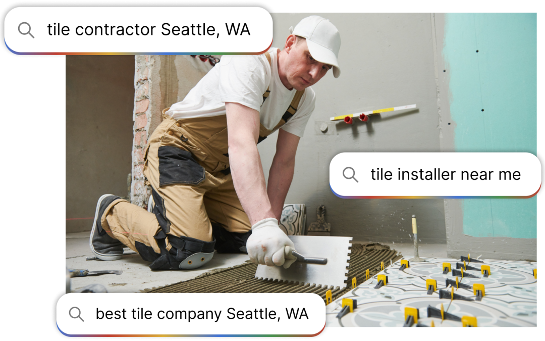 Tile installer working on a project.